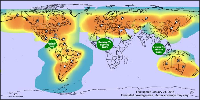Zasięg sieci Globalstar - łączność głosowa