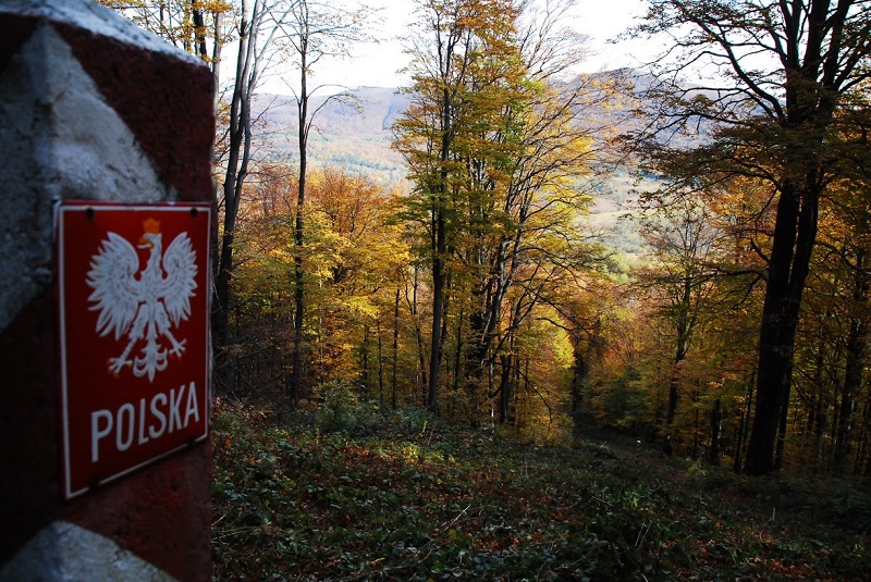 Słup graniczny na granicy Polski