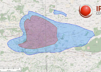 Mapa zasięgu sieci DMR IP Connect w Krakowie i okolicach